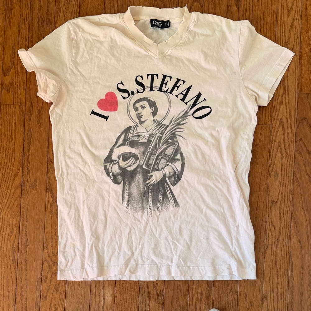 Dolce & Gabbana Cream Graphic Tee